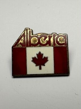 Vintage Alberta Canada Flag Lapel Pin Red White Maple Leaf Souvenir Pin